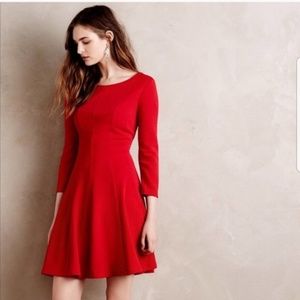 Sunday in Brooklyn Anthropology a-line ruby red dress